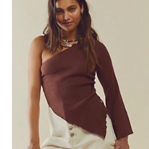 Free People Hello There Blouse in Chocolate Lava